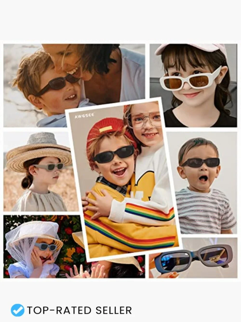 Retro Rectangle Kids Sunglasses 90s Y2K Vintage Narrow Square Frame UV